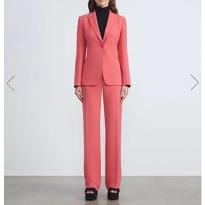 Lafayette 148 Finesse Crepe Gates Flare Pants in Vibrant Coral